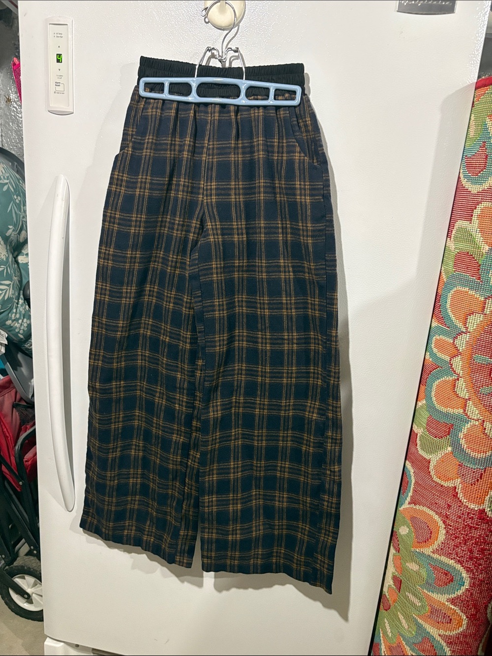 Source Unknown Black and Brown Plaid Wide Leg Pants
